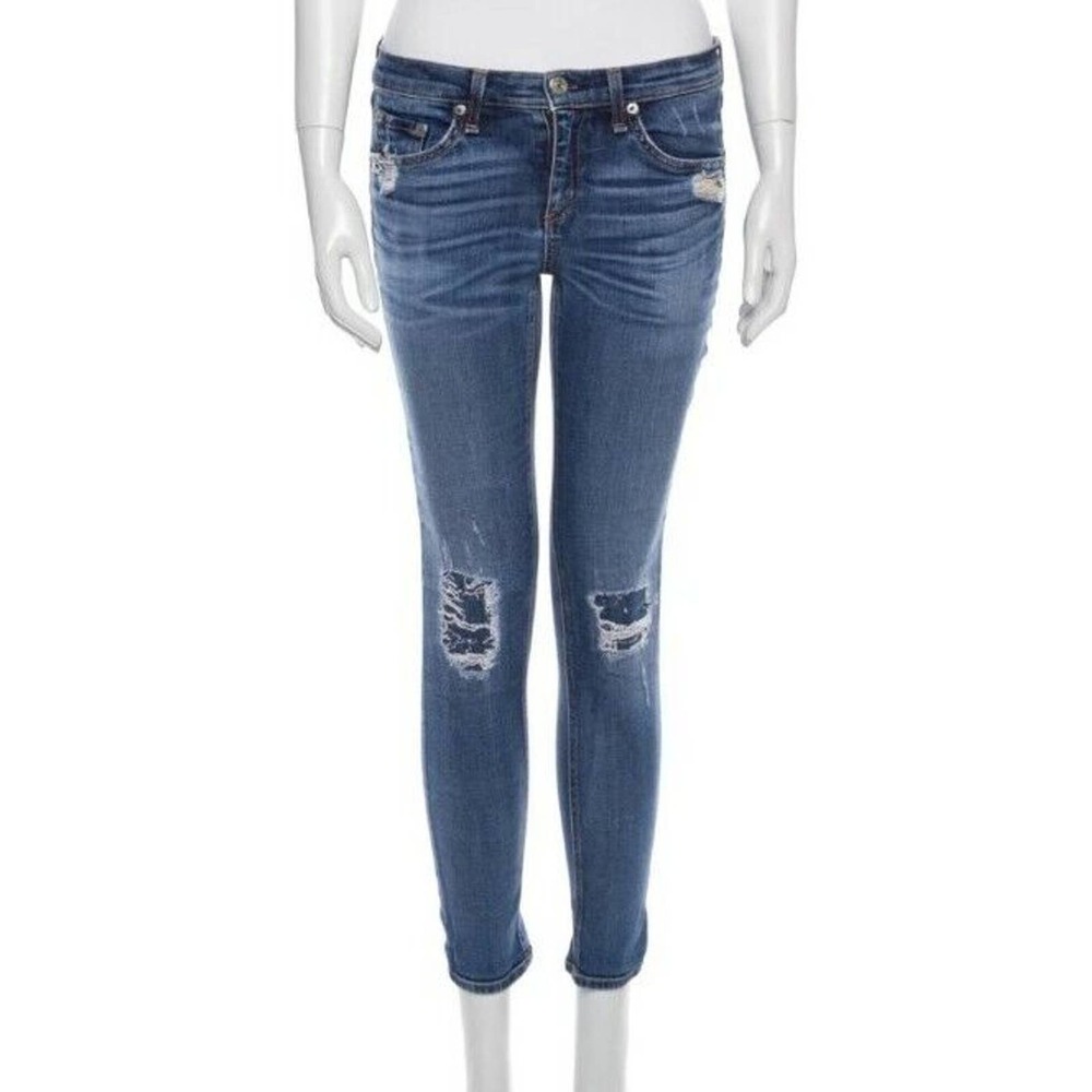 Rag & Bone INTERMIX Sz 26 Capri Crop Distressed Skinny Jeans In Dest Chester (ZZ